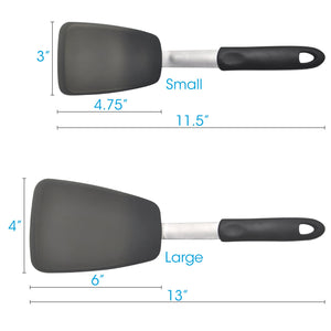 Unicook 2 Pack Flexible Silicone Spatula, Turner, 600F Heat Resistant,  Ideal for Flipping Eggs, Burgers, Crepes and More, Black
