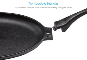 Choice 9 1/4 x 7 Oval Pre-Seasoned Cast Iron Fajita Skillet with Handle